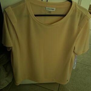 Calvin Klein yellow short sleeve rayon shirt